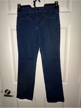 NYDJ Marilyn Straight Jeans Women’s Size 2P Petite Dark Lift Tuck Stretch Denim